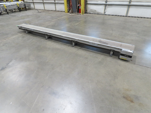 Misumi CVSF-200 Low Profile 8" Belt Conveyor 11' 6"L 230V 3PH End Drive 175fpm