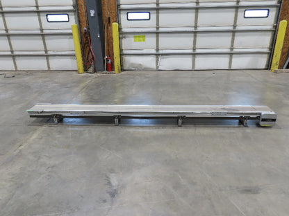 Misumi CVSF-200 Low Profile 8" Belt Conveyor 11' 6"L 230V 3PH End Drive 175fpm