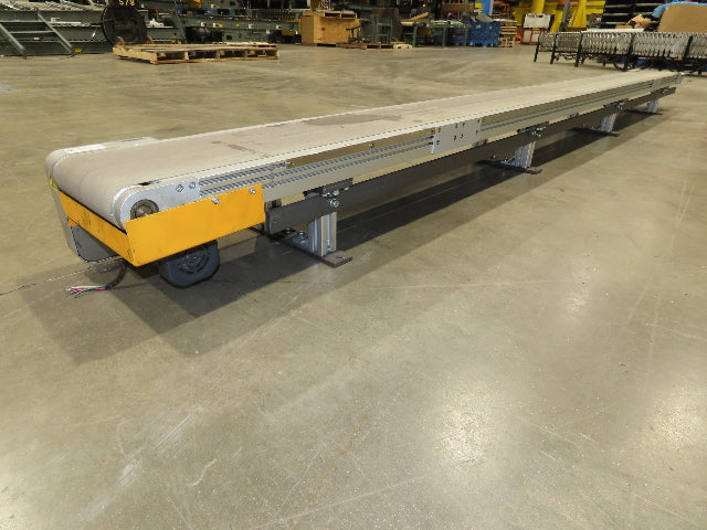 Misumi CVSF-200 Low Profile 8" Belt Conveyor 11' 6"L 230V 3PH End Drive 175fpm