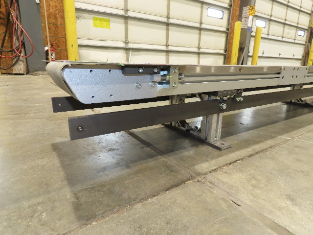 Misumi CVSF-200 Low Profile 8" Belt Conveyor 11' 6"L 230V 3PH End Drive 175fpm