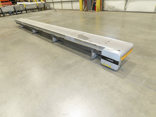 Misumi CVSF-200 Low Profile 8" Belt Conveyor 11' 6"L 230V 3PH End Drive 175fpm