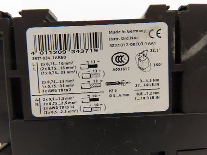 Siemens 3RA1334-8XB30-1AK6 Reversing Contactor 3-Pole 600V 3PH 120V Coil