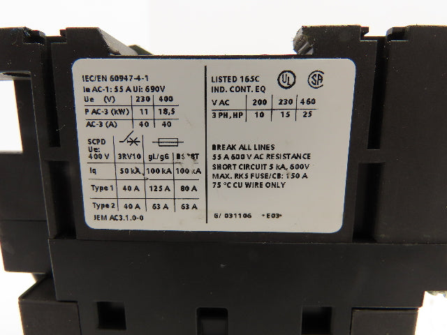 Siemens 3RT1 535-1AK60  3-Pole Contactor 600V 3PH 120V Coil
