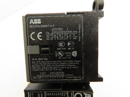 ABB VB7-30-01 Miniature Contactor Thermal Overload Relay 110V Coil