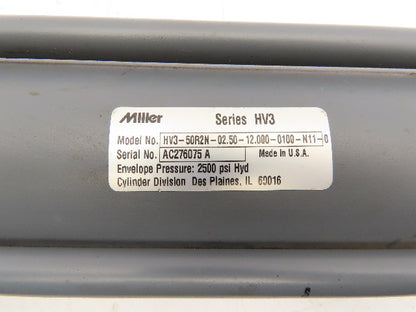 Miller HV3 Series Hydraulic Cylinder 2.5" Bore 12" Stroke 2500psi HV3-50R2N