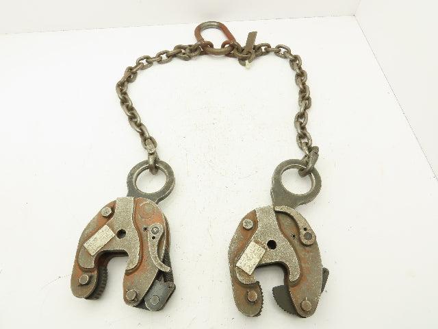 Renfroe Model TL 1 Ton Plate Lifting Clamps 1" to 1-1/2" Grip 2-Leg Chain Sling