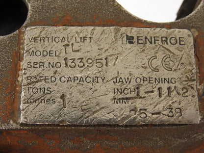 Renfroe Model TL 1 Ton Plate Lifting Clamps 1" to 1-1/2" Grip 2-Leg Chain Sling