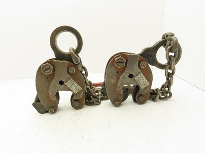 Renfroe Model TL 1 Ton Plate Lifting Clamps 1" to 1-1/2" Grip 2-Leg Chain Sling