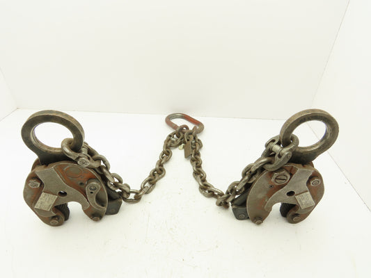 Renfroe Model TL 1 Ton Plate Lifting Clamps 1" to 1-1/2" Grip 2-Leg Chain Sling
