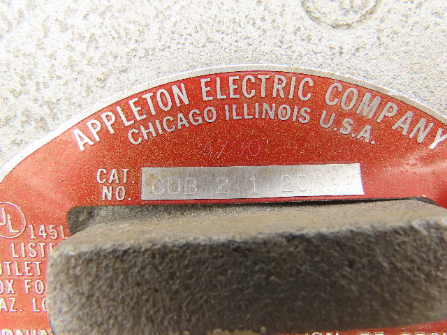 Appleton GUB-2-1-20 Cast Aluminum Explosion Proof Electric Box 10x8x4" 8" Lid
