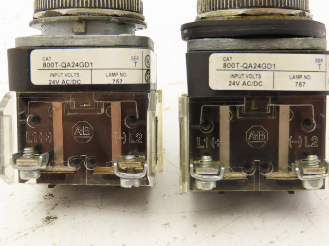 Allen Bradley 800T-QA24GD1 Green Illuminated Push Button 30mm Lot of 2