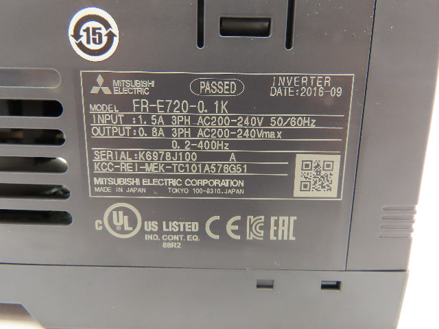 Mitsubishi Electric FR-E720-0.1K Freqrol E700 VFD Drive 1/8HP 3PH 240V