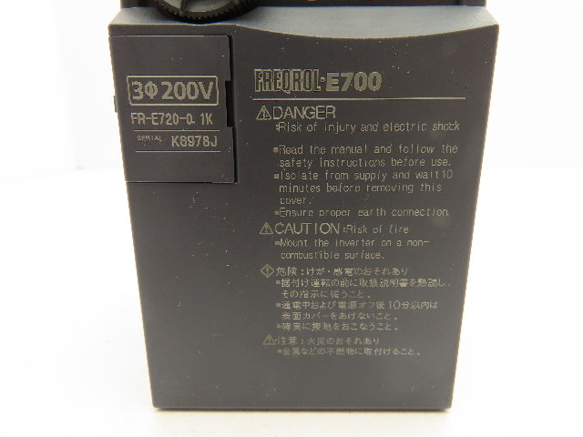 Mitsubishi Electric FR-E720-0.1K Freqrol E700 VFD Drive 1/8HP 3PH 240V