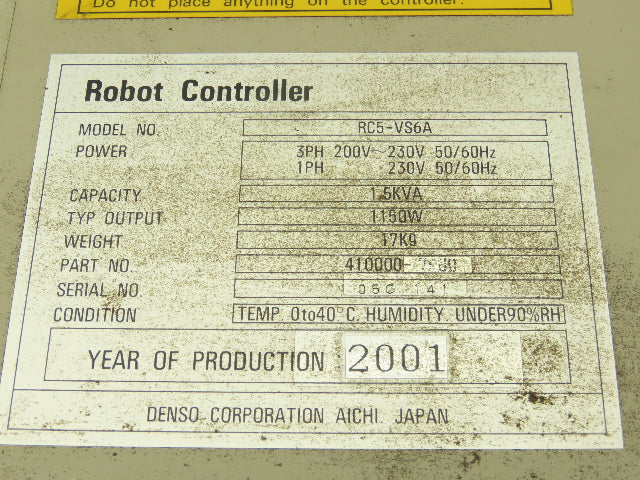 Denso RC5-VS6A Robot Controller 230V 1.5kva 410000-7600