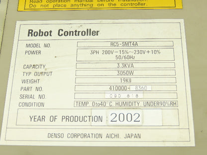 Denso RC5-SMT4A Robot Controller 230V 3.3KVA 410000-8360
