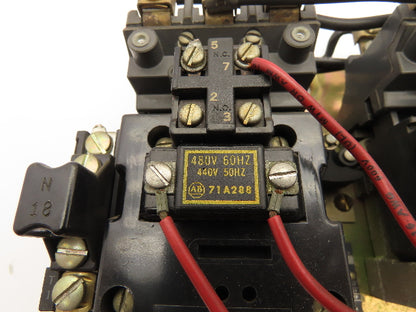 Allen Bradley 705-B0D731 NEMA Size 1 Reversing Motor Starter 3Ph 10HP 480V Coil