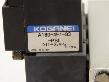 Koganei A180-4E1-83-PSL Pneumatic Solenoid Valve 4-Station Manifold 24VDC