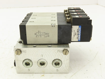 Koganei A180-4E1-83-PSL Pneumatic Solenoid Valve 4-Station Manifold 24VDC