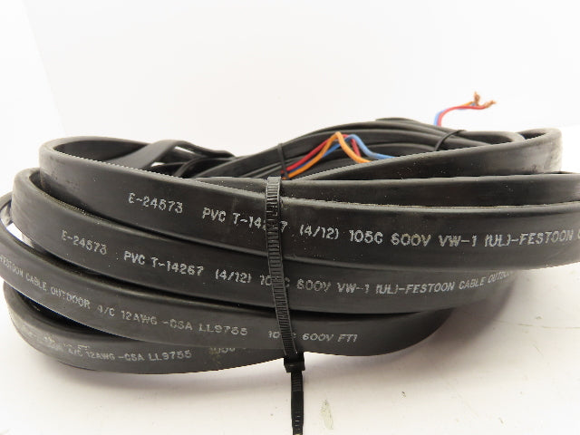 E-24573 PVC Flat Festoon 4/12 12AWG 600V Cable Approximately 40'