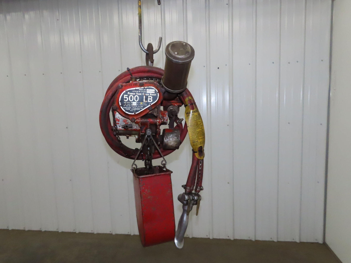 Chicago Pneumatic 1/4 Ton 500Lb Power Vane Air Chain Hoist 10' 3" Lift Pendant