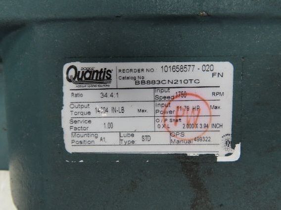 Baldor CM4103T Gearmotor 7.5Hp 34:1 Quantis Reducer 50rpm LH 213TC 230/460V 3PH