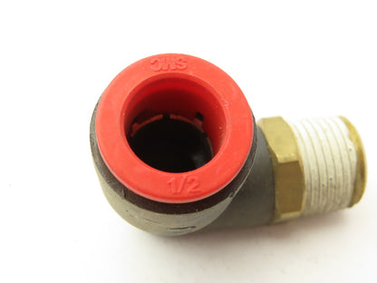 SMC Push to Connect Swivel Elbow 1/2" OD Tube x 3/8" NPT Plastic Brass Lot of 24