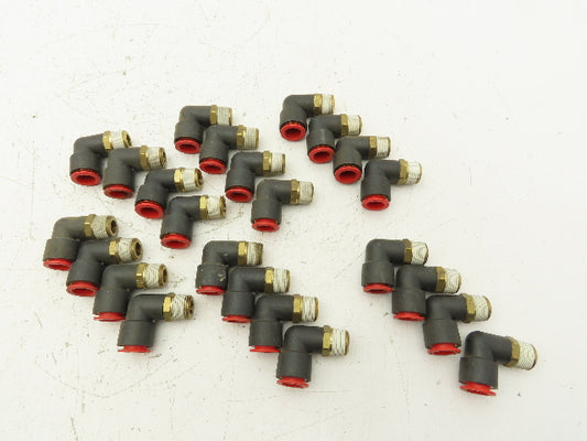 SMC Push to Connect Swivel Elbow 1/2" OD Tube x 3/8" NPT Plastic Brass Lot of 24