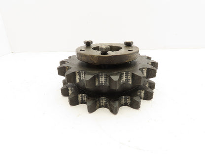 Double Roller Chain Sprocket 15-Tooth 1.25" Pitch 2" Bore