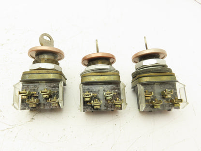 Allen Bradley 800T-E24 Cylinder Lock Push Button Switch Keyed E Stop Lot of 3