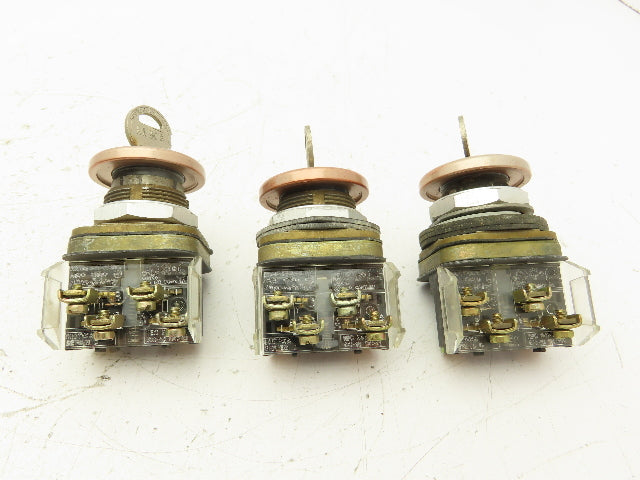 Allen Bradley 800T-E24 Cylinder Lock Push Button Switch Keyed E Stop Lot of 3