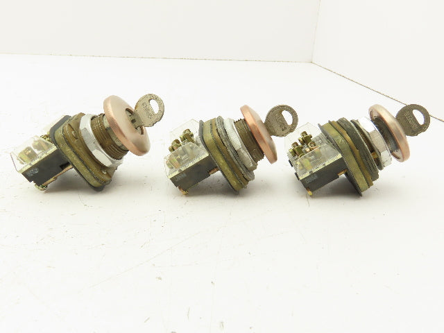 Allen Bradley 800T-E24 Cylinder Lock Push Button Switch Keyed E Stop Lot of 3