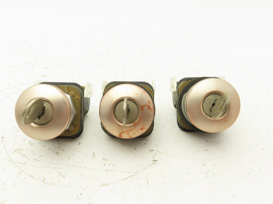 Allen Bradley 800T-E24 Cylinder Lock Push Button Switch Keyed E Stop Lot of 3
