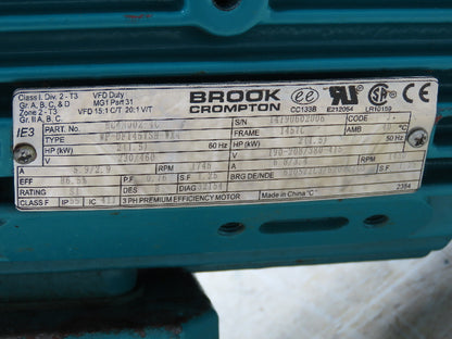 Brook Crompton BC4N002-4C VFD Duty AC Motor 2Hp 1745rpm 230/460V 3PH 145TC TEFC