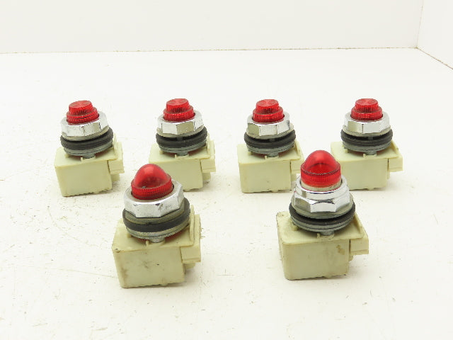 Square D KM1 LAMP 755 Red Pilot Indicator Light 30mm Lot of 6