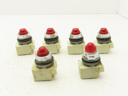 Square D KM1 LAMP 755 Red Pilot Indicator Light 30mm Lot of 6