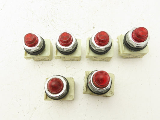 Square D KM1 LAMP 755 Red Pilot Indicator Light 30mm Lot of 6