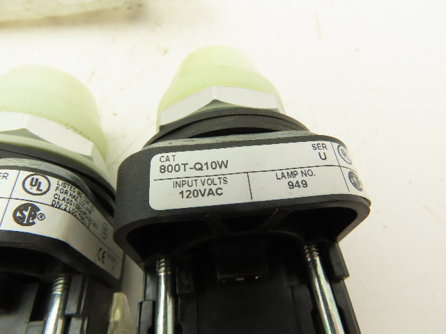 Allen Bradley 800t-Q10W White Pilot Indicator Light Contact Block 30mm Lot of 2
