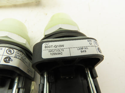 Allen Bradley 800t-Q10W White Pilot Indicator Light Contact Block 30mm Lot of 2