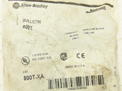 Allen Bradley 800t-Q10W White Pilot Indicator Light Contact Block 30mm Lot of 2