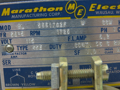 Marathon Electric M28084 AC Motor 1/3Hp 1725rpm 115V 1PH Single Phase 56-5 Frame