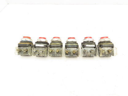 Allen Bradley 800T-B Series T Red Pushbutton 30mm Lot of 6