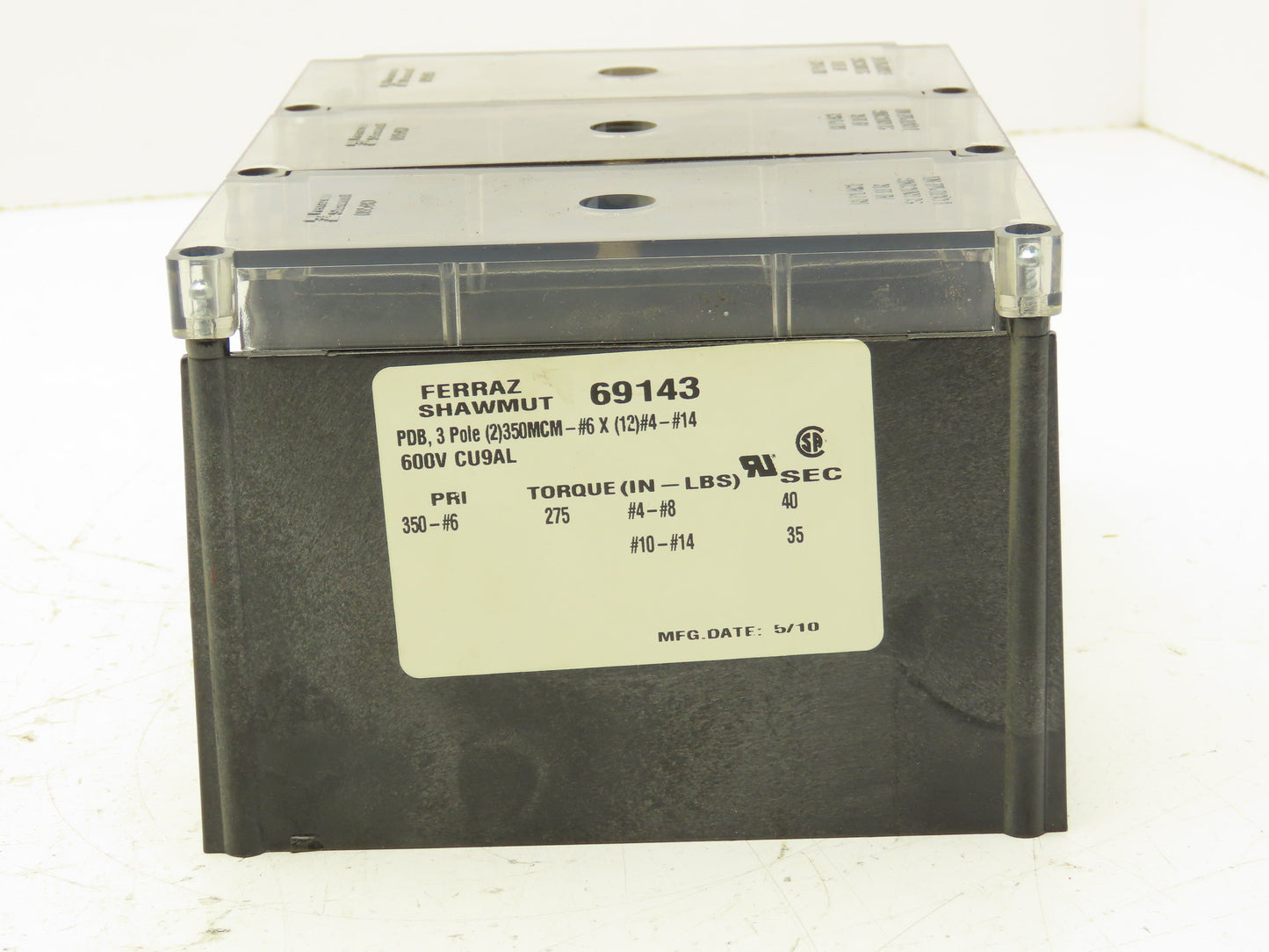 Ferraz Shawmut 69143 Power Distribution Block 3 Pole 600V