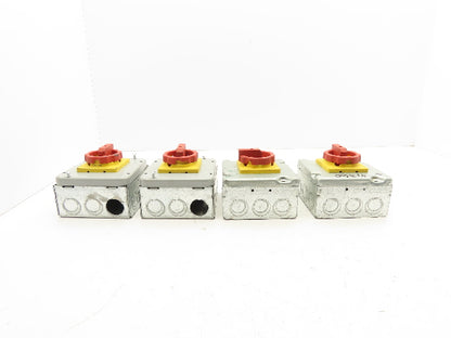 Siemens 3LD2203-OTK53 Rotary Disconnect Switch 2-Gang Steel Outlet Box Lot of 4
