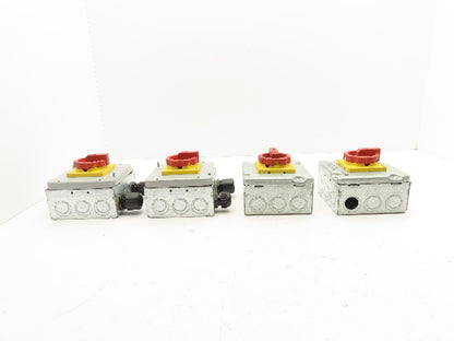 Siemens 3LD2203-OTK53 Rotary Disconnect Switch 2-Gang Steel Outlet Box Lot of 4