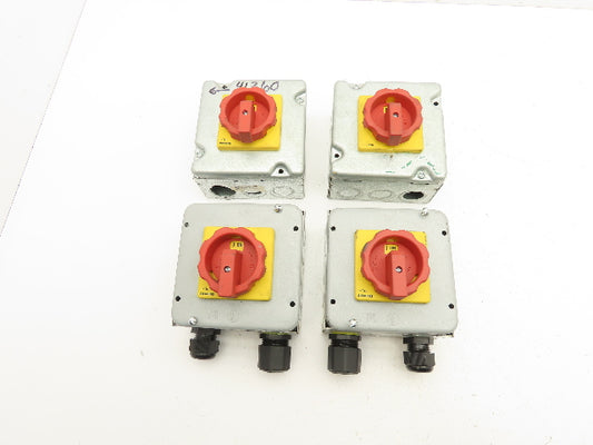 Siemens 3LD2203-0TK53 Rotary Disconnect Switch 2-Gang Steel Outlet Box Lot of 4
