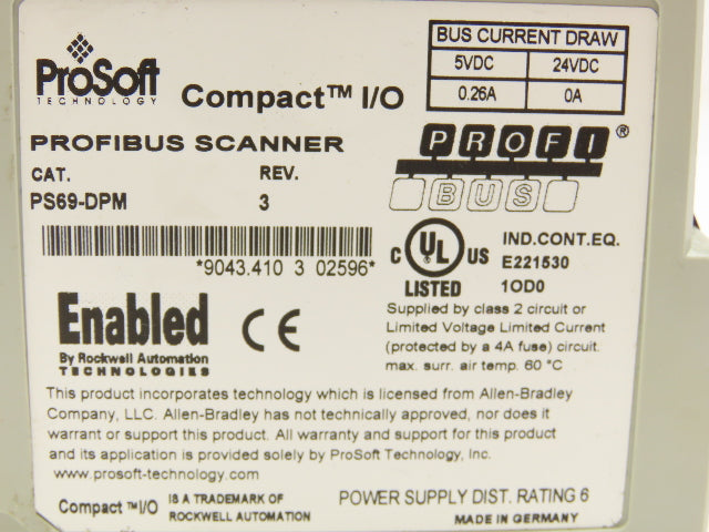 ProSoft PS69-DPM Profibus Compact I/O Scanner Module