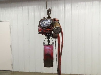 Chicago Pneumatic 1/2 Ton 1000Lb Power Vane Air Chain Hoist 10' 8" Lift Pendant