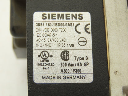 Siemens 38E7 160-1BD00-0A81 Rope Pull Grab Cable Switch 2-Way 3-Position 400V