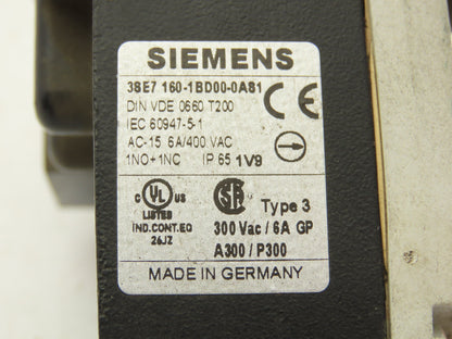 Siemens 38E7 160-1BD00-0A81 Rope Pull Grab Cable Switch 2-Way 3-Position 400V