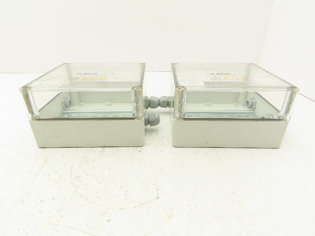 Hoffman 181810PCECC Polycarbonate Terminal Box 168.5x92mm Clear Cover Lot of 2